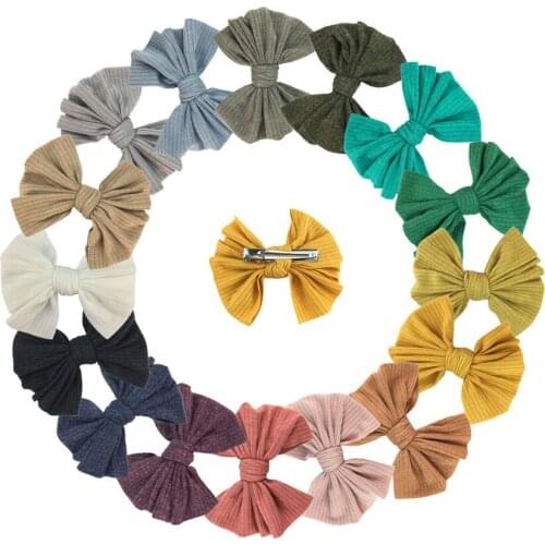 32 PCS/LOT, Baby Girls Messy Bow Alligator Clips Or Nylon Headbands, Fabric Knot Bow Headband Baby Hair Accessories