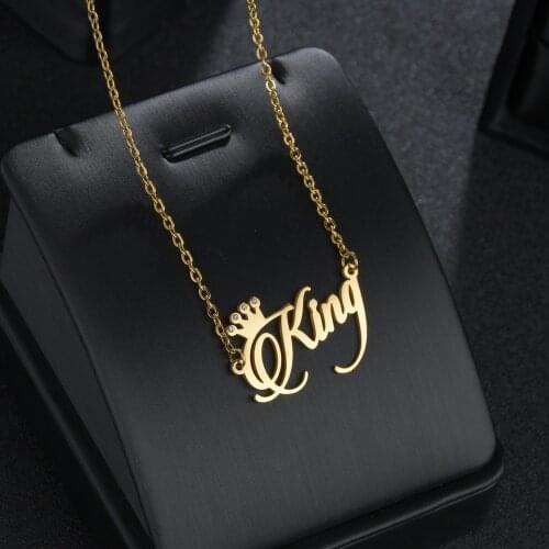 Acheerup New Fashion Customized Name Necklaces for Women Personalized Stainless Steel Jewelry Diamond Crown Chain Pendant Gift