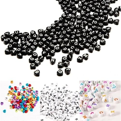 Acrylic Heart Shape Letter Beads 3300pcs 4 colors 4*7mm flat Hearts Plastic Alphabet Jewelry Bracelet Spacer Beading Material