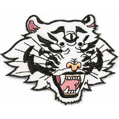 White Dream Tiger Embroidery Patches Lovely Iron On Embroidered Clothes Patches For Clothing Stickers Garment Sewing DIY