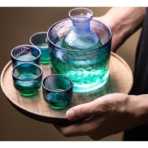 Hammer glass white wine warmer Japanese sake warmer household wine set small wine pot cup handmade heat resistant wineware