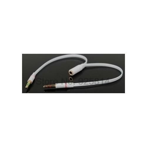 By dhl 1000pcs 3.5mm Gold Plated Headphone Earphone Audio Cable Micphone Y Splitter Adapter 1 Female to 2 male Connected Cord