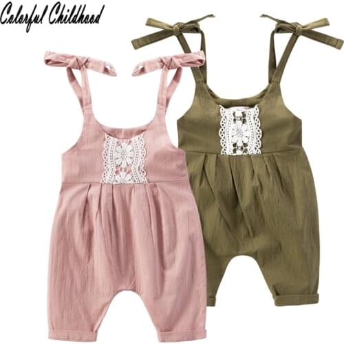 Baby Girl Summer Lace Overalls Toddler Kids Baby Girls Strap Rompers Jumpsuit Harem Pants Trousers for 0-3 Years Kids