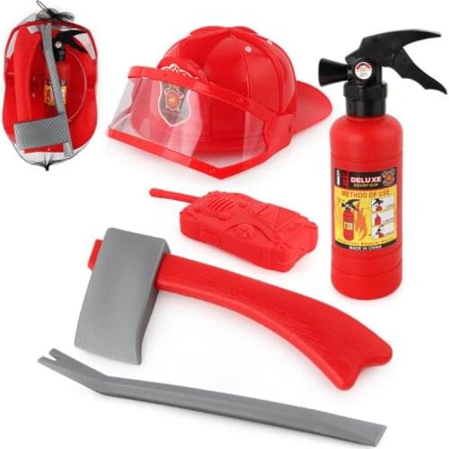 Kids Firefighter Fireman Cosplay Costume Waterproof Jacket Uniforms Clothes Role Play Toy Funny Halloween Party Game Gift