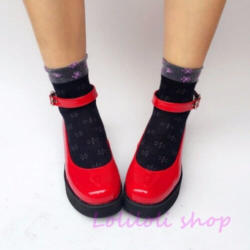 Princess sweet lolita shoes Japanese design customized special shaped red mirror tie platform shoes 9149a