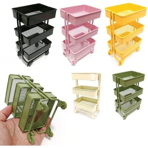 Mini Trolley Rack with Wheels Home Decor YHSMTG Miniature Furniture Shelf Bookshelf Storage Display Rack New Decoration Collec