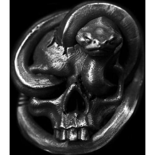 Mens Punk Stainless Steel Snake Ring Gothic Punk Satan Devil Skull Ring Retro Mens Rock Biker Jewelry Gift Size 8-13 Wholesale