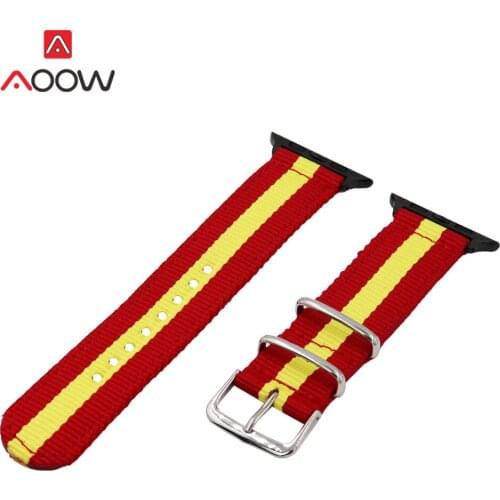 Nylon Canvas Watchband for Apple Watch 4 5 40mm 44mm 38mm 42mm Flag Striped Replacement Bracelet Strap Band for iWatch 1 2 3