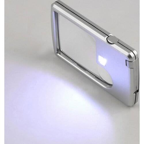 New Mini Pocket 3X 6X LED Light Credit Card Style Magnifying Glass Loupe Magnifier