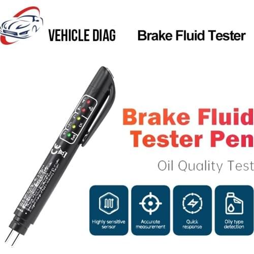 New Brake Fluid Tester 5 LED Oil Quality Check Pen Diagnostic Testing Tools Brake Fluid Tester for DOT3/DOT4 Mini Electronic Pen