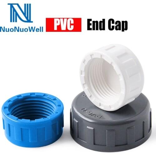NuoNuoWell PT Screw End cap 1/2''-2'' Female thread PVC Plug Cap White Blue Gray Available Water Stop Pipe End Fittings 2pcs