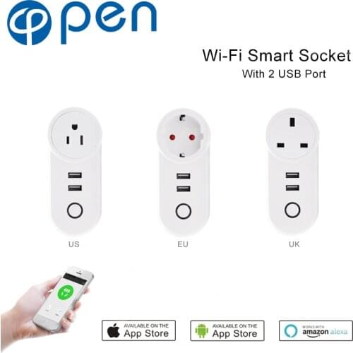 OPSA-002 10A Wifi Smart Switch Plug US/EU/UK Socket 220V Wireless Light Outlet Timer Remote Control Support Alexa Google Home