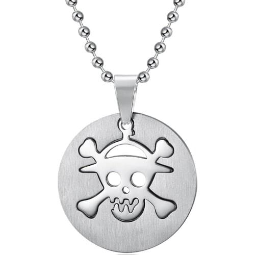 Skull skeleton necklace for men titanium stainless steel necklace hip-hop punk halloween round rectangle pendant emo jewelry