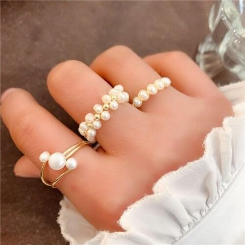 Fashion 3-4mm Mini Small Natural Freshwater Pearl Couple Rings for Women Jewelry for Women Gift Women Rings Dropshippings