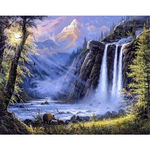 Full square/round Embroidery 5D DIY diamond painting Waterfall 3D Cross stitch kits mosaic wall stickers