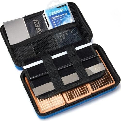 XCMAN Ski Snowboard Waxing & Tuning Complete Brush Kit - Nylon,Brass,Horsehair Brush Metal Scraper Wax Scraper and PTEX Flate Fi