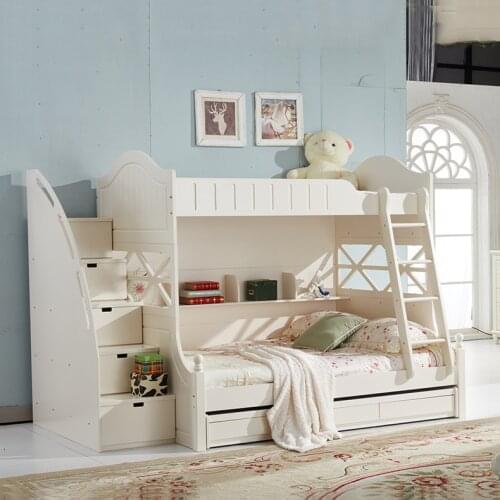 Korean style simple bedroom home bedroom up and down the lower bed mother bed Princess bed high bed