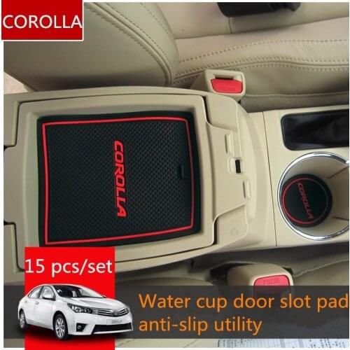 Anti Slip Gate Slot mat For Toyota Corolla 2014-2018 Rubber Latex Groove Inside Dust pad Cup Cushion Car Accessories styling