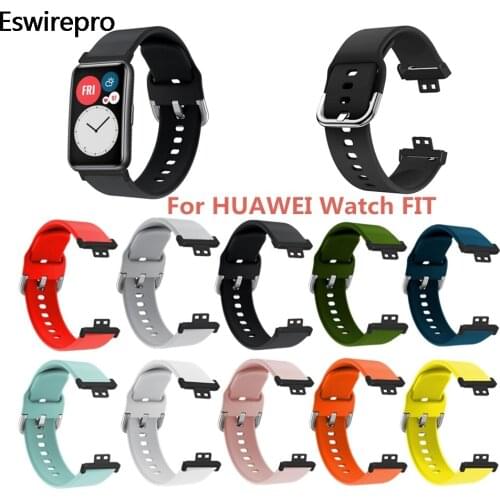 Solid Silicone Strap for Huawei Watch Fit Smart Watches Sport Wrist Band Bracelet Belt Steel Connector ремень для for huawei