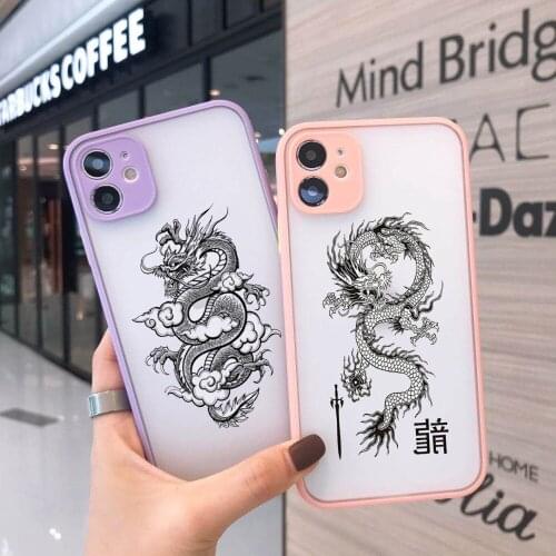 Luxury Dragon Animal Pattern Phone Case for IPhone 12 11 Pro XS MAX X 7 XR SE20 8 6Plus Hard Transparent Matte Cover Bag