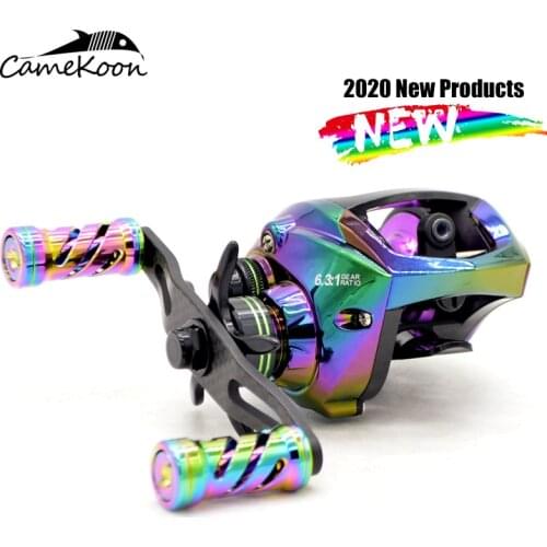 CAMEKOON Colorful Carbon Cloth Double Rocker Fishing Reel Handle6.3:1Gear Ratio Magnetic Brake System Saltwater Reel Low Profile