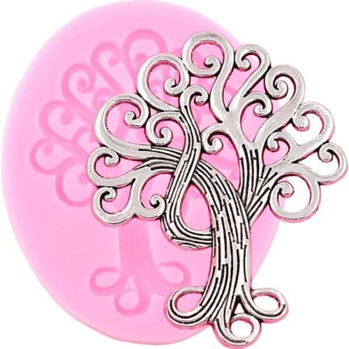 Life Tree Silicone Molds Cupcake Topper Fondant Mould DIY Party Cake Decorating Tools Clay Candy Chocolate Gumpaste Moulds