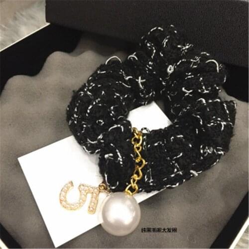 Women Elastic Hair Ties Bands Adult Number 5 Plaid Pearl Fashion Head Wear Girl Hair Accessories резинки для волос