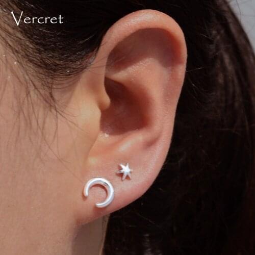 Sterling Silver Horn Stud Earrings Tiny Cartilage Earrings For Women Silver Stud Earrings 8mm