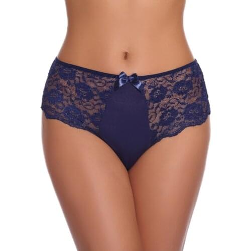 Women Sexy lingerie Lace panties Elegant High Waist Mesh Ladies Underwear Casual Bowknot Porno Plain Panty Underpant Nightwear