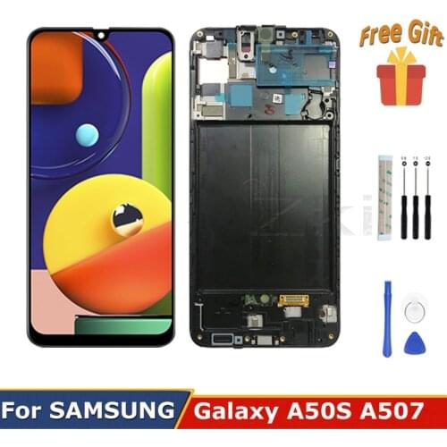 6.4" Aomled Digitizer Assembly Parts For Samsung Galaxy A50S A507 LCD Display A507f SM-A507FN/DS SM-A507FN A507W With Frame Tool