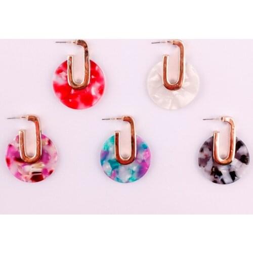 ZWPON Fashion Round Acetate Resin Acrylic Earrings Fashion Women Circle Hoop Earrings Pendientes Designer Jewelry Wholesale