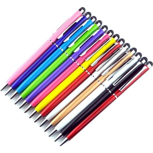 10Pcs/Lot Universal 2 In 1 Metal Roller Stylus With Ballpoint Pen Touch For All Capacitive Screen Dropshipping Free Coustom Logo