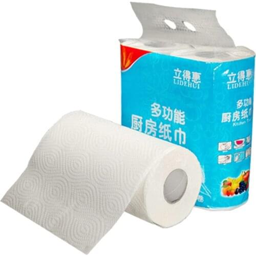 2 Roll Of Kitchen Paper Towels Water Oil Absorbent Roll Paper 2-Ply, 75 Sheets Per Roll No Fluorescent Agent