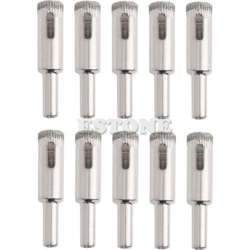 2021 New 10Pcs 12mm Diamond Coated Core Drill Bits Hole Saw Glass Tile Ceramic Marble