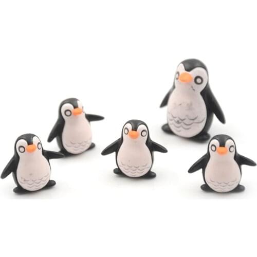5pcs/lot Mini Winter Penguin Miniature Figures For Fairy Garden Gnomes Moss Terrariums Decoration