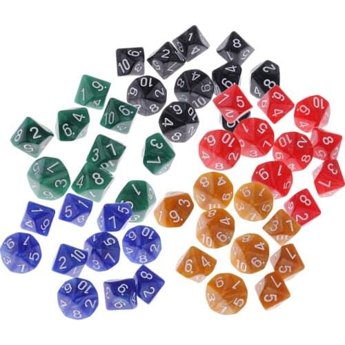 50pcs Plastic 10-sided Polyhedral Dices D10 Set Party Game Toys Props Colorful Dice for Bar Pub Casino