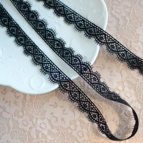 #814 Eco-Friendly Water Soluble Lace 1.5CM Black Color Eyelash Lace fabric latest african nigerian lace fabric