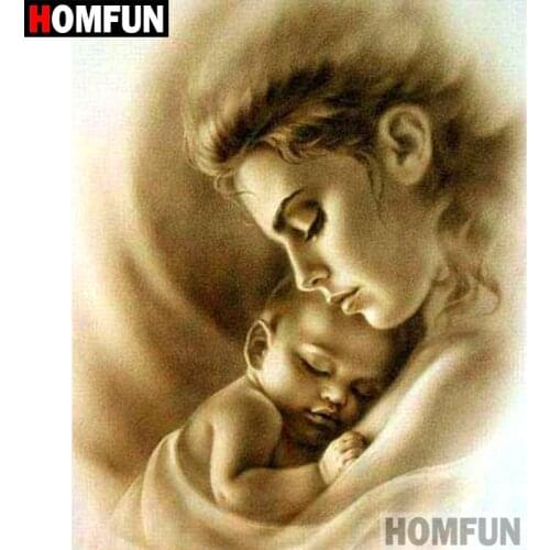 HOMFUN 5D DIY Diamond Painting Full Square/Round Drill "Mother and child" 3D Embroidery Cross Stitch gift Home Decor A00575