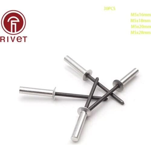 DIN 15974 30PCS M5*16/18/20/28 Aluminum Countersunk Head Closed End Blind Rivet Sealed Blind Rivet Water Air Tightness Rivets