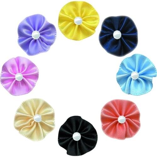 Satin Ribbon Flowers Bow DIY Craft Wedding Party Decor Gift Packing Bowknots Sewing Headwear Newborn Accessories Appliques