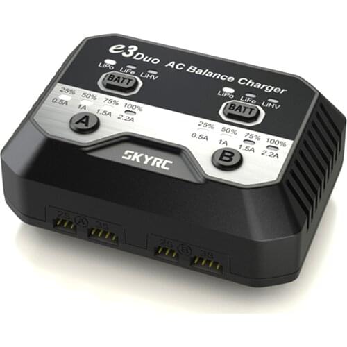 SKYRC e3 DUO AC Balance Charger Portable Handy 100-240V 20W*2 Dual-Channel Charger for RC Car Drone Helicopter Boat Charger