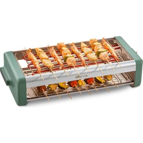 Household Electric Oven Smoke-free Non Stick Baking Pan Grill Skewers Household Machine Barbecue BBQ Bear/DKL-D18H2