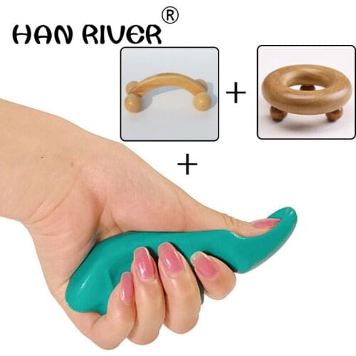 3 pieces of wooden acupoint massager equipped with human manual massage tools portable multifunctional manual thumb massager