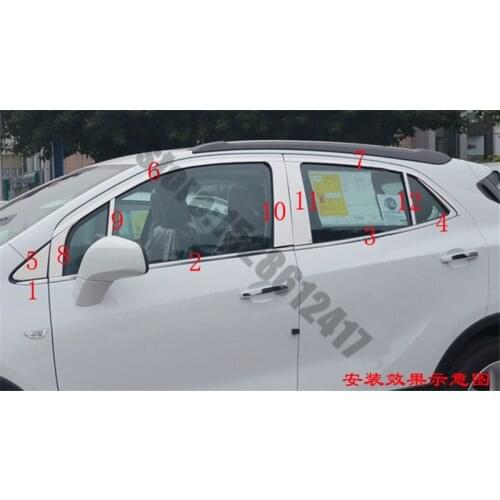 For 2013-2018 Buick Encore Car styling Stainless Steel Door Window Trims window trim cover