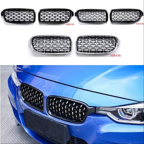For Bmw F10 F18 F30 E90 F35 G30 G38 X1 X3 X4 X5 X6 Z4 E89 Glossy Black Car Tuning Front Diamond Kidney Grill Mesh Grille A Pair