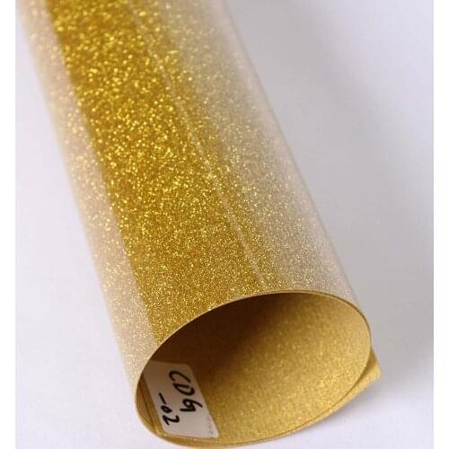 HOHOFILM 50cmx300cm Gold Glitter Heat Transfer Vinyl Cutting Film For Garment T-shirt Heat press 20''x118