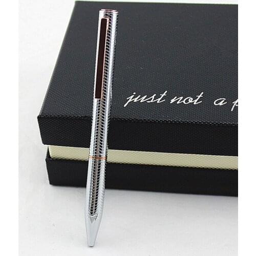 Luxury Factory direct sale Commercial rotary ballpoint pen metal pen stainless steel ballpoint pen Leather pencil bag select