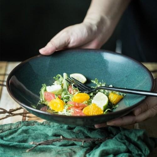 EECAMAIL Creative Ceramic Bowl Fruit Salad Bowl Western Pasta Dish Home Rice Bowl Soup Bowl Cold Noodles Bowl Large Soup Bowl