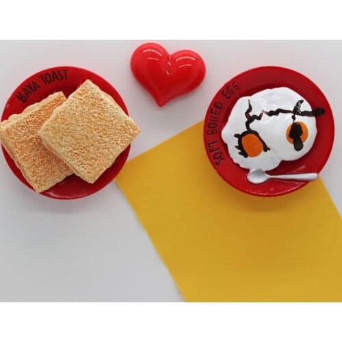 Fridge magnet food dish model kids like egg break bowl red round sticker kitchen decoration magnet paper paste stereo gift