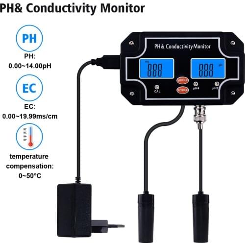 Yieryi digital pH-2681pH&EC 2 in 1 Multi parameter continuous measuring instrument swimming pool aquarium pH meter EC tester